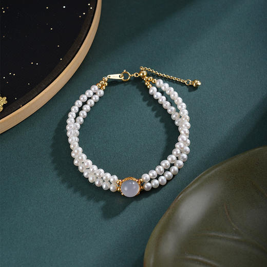 子佩集【沧海华章】银S925珍珠惜王妃手链【SGB1247001】3.7mm珠双层镀金2601 商品图2