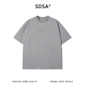 SDSA男装2026新款高贵轻奢美式复古刷漆印花字母圆领短袖T恤百搭