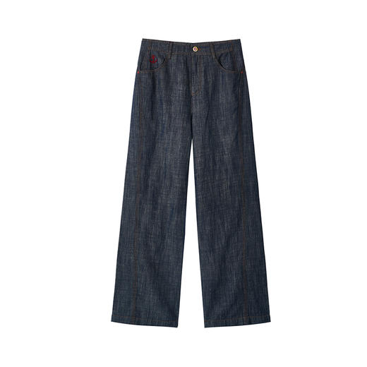 谜底刺绣直筒裤长裤2026年夏季新品棉麻色织复古艺术女262MK0466 商品图4