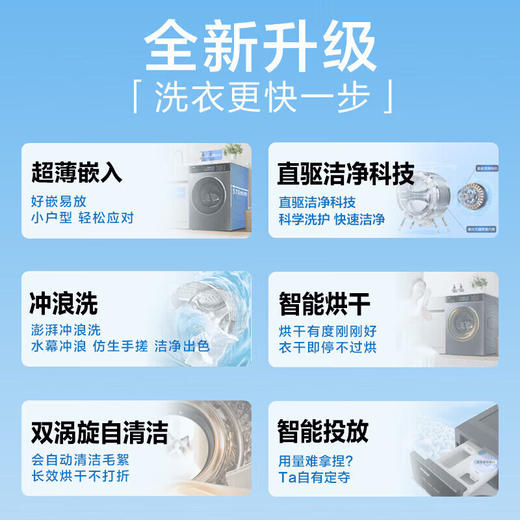 海尔（Haier）滚筒洗衣机10KG 初色 带烘干 直驱变频 超薄嵌入 双涡自清洁 智能投放XQG100-HBD527H 商品图2