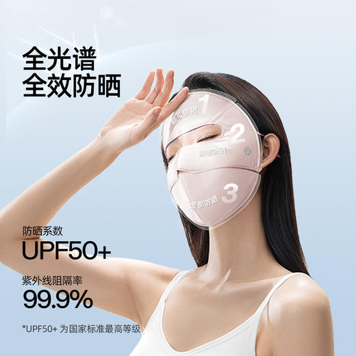 【小野和子全脸桑蚕丝口罩】 脸一体遮挡减少直晒死角 ​天然动物蛋白纤维光滑贴肤 防晒力UPF50+​ 凉感系数≥0.26 商品图2