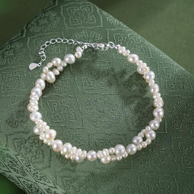 子佩集【璇玑素魄】银S925珍珠惜王妃手链【SPB0930001】4.5mm大珠双层交织2601