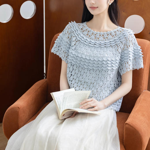 苏苏姐家奶油圆育克套头短袖手工diy钩针棉线亚麻毛线团材料包 商品图3