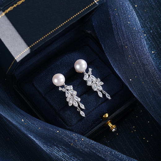 子佩集【穗穗珍惜】银S925珍珠惜王妃耳钉【MZEH007】9mm珠流苏麦穗2601 商品图1