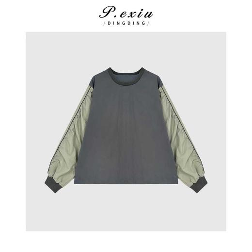 03-4潘依绣丁丁宠粉百搭时髦撞色圆领长袖上衣短裤套装M9070 商品图1