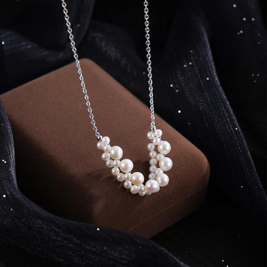子佩集【珠链垂月】银S925珍珠惜王妃项链【SPN0730003】3.2mm小珠5.2mm大珠一字串珠2601 商品图0
