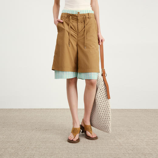 lost in echo2026年春夏新款立领撞色条纹户外运动感外套中裤套装 商品图3