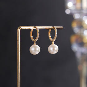 子佩集【缪斯挽月】银S925珍珠惜王妃耳环【MLEH008】10mm珠镀金扣环圆圈2601