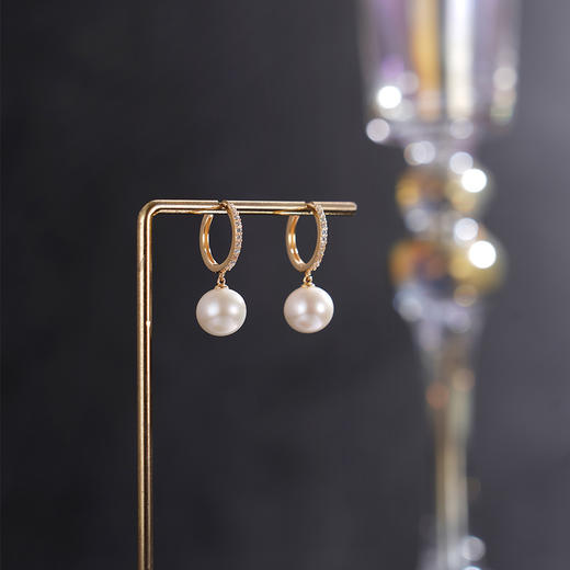 子佩集【缪斯挽月】银S925珍珠惜王妃耳环【MLEH008】10mm珠镀金扣环圆圈2601 商品图1
