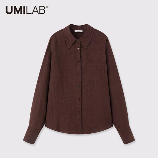 UMILAB｜肉桂*智性老钱 100%砂洗亚麻肌理干爽透气廓形衬衫H1315W 商品图0