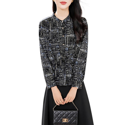 丁摩 重磅真丝收腰长袖衬衫女0563 商品图4