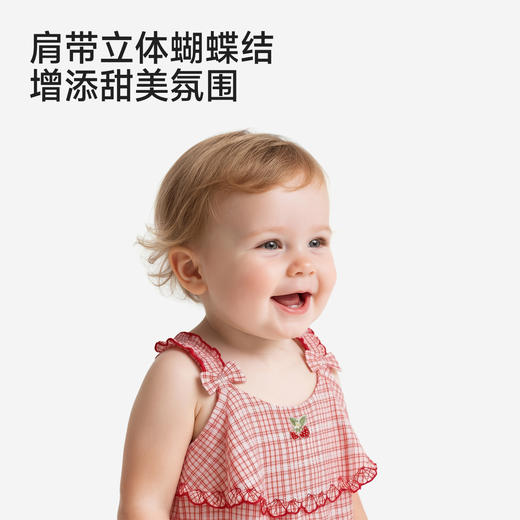 【商场同款】英氏女宝背心连体衣夏新款红色系婴儿背心哈衣 商品图3