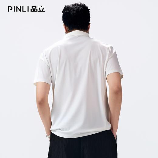 PINLI品立2026夏季新款男士纽扣翻领纯色短袖POLO衫上衣体恤潮牌GD262112054 商品图3