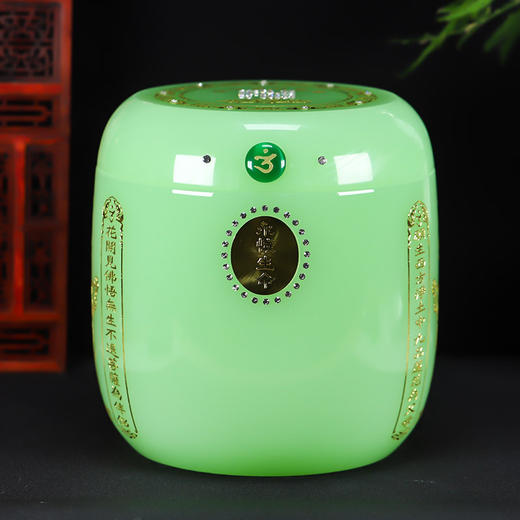 骨灰坛帝王绿琉璃阿弥陀佛心经骨灰桶骨灰坛 商品图0