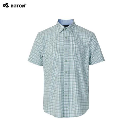 波顿夏季男士蓝绿白格短袖衬衫｜清爽配色，透气相伴MS103225 商品图5