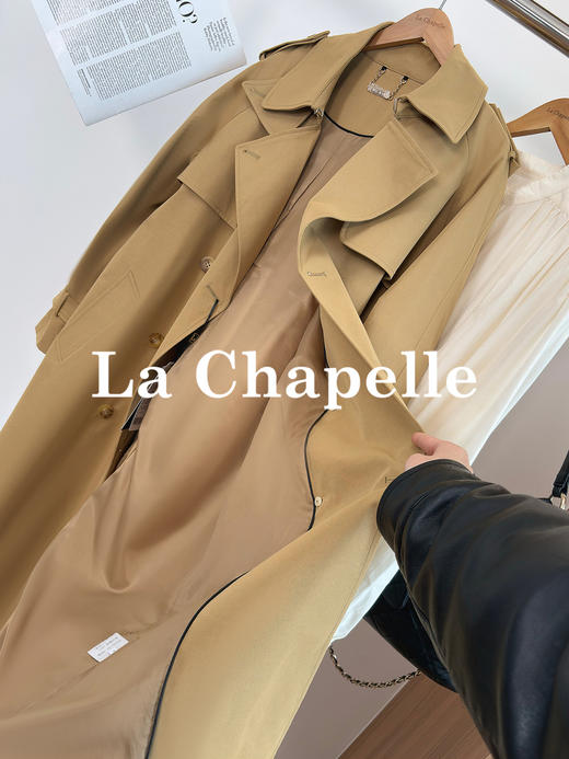 专柜实拍【轻奢英伦风！】拉夏贝尔/La Chapelle挺括有型气质翻领双排扣中长款通勤风廓形腰带风衣女 商品图5