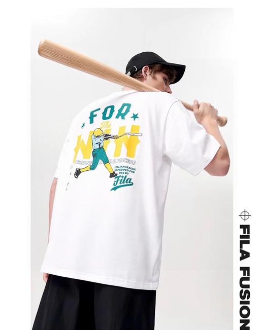 F032366春夏后背棒球涂鸦印花休闲宽松情侣款短袖T恤 商品图11