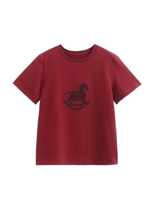 F032371软糯透气亲肤耐穿印花叠立体刺绣木马休闲T恤 商品图2