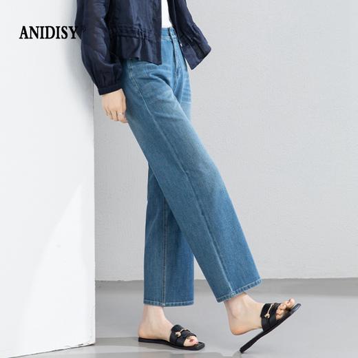 时尚高腰拉链九分直筒牛仔烟管裤 商品图2