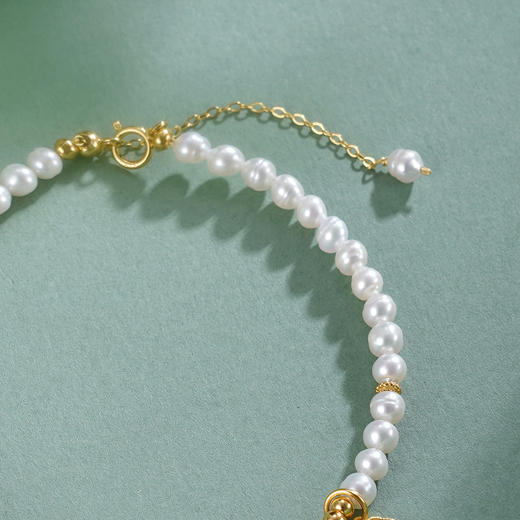 子佩集【如意珠华】银S925珍珠惜王妃手链【SGB0950004】3.7mm珠镀金2601 商品图3