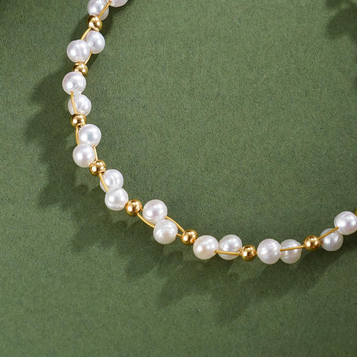 子佩集【珠润芳华】银S925珍珠惜王妃手链【SGB0750002】3.5mm珠镀金2601 商品图1