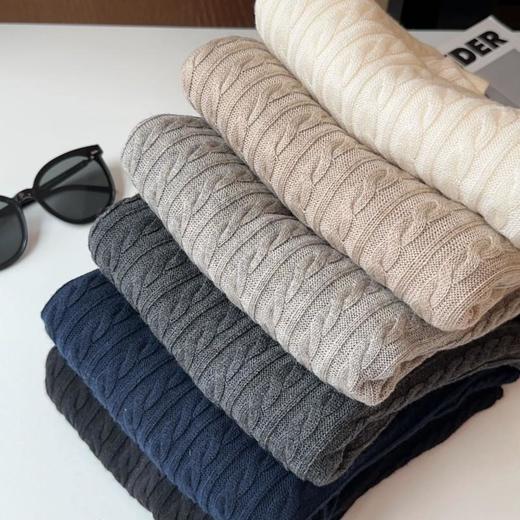 【3-5天发货】春夏打底衫 老钱风拉夫绞花polo领针织衫 商品图2