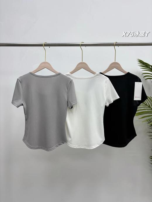 F032368一包三件装春夏新款女士三色冰感大U领燕尾短袖T 商品图5