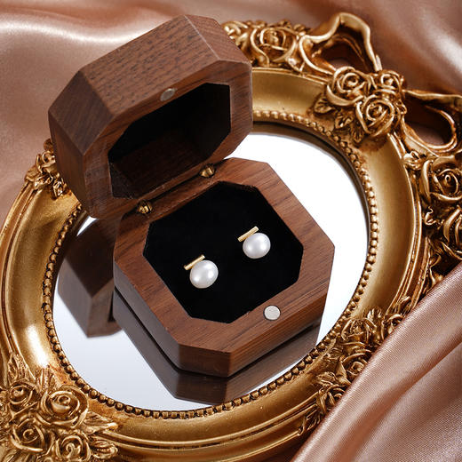 子佩集【阿芙柔光】银S925珍珠惜王妃耳钉【SGE0290013】7mm珠镀金一字巴洛克2601 商品图1