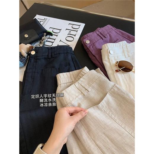 雀说巨舒适 老钱麻裤！定织人字纹天丝亚麻破缝阔腿裤宽松茧型休闲裤XZ25051405巨舒适 老钱麻裤！定织人字纹天丝亚麻破缝阔腿裤宽松茧型休闲裤XZ25051405 商品图3