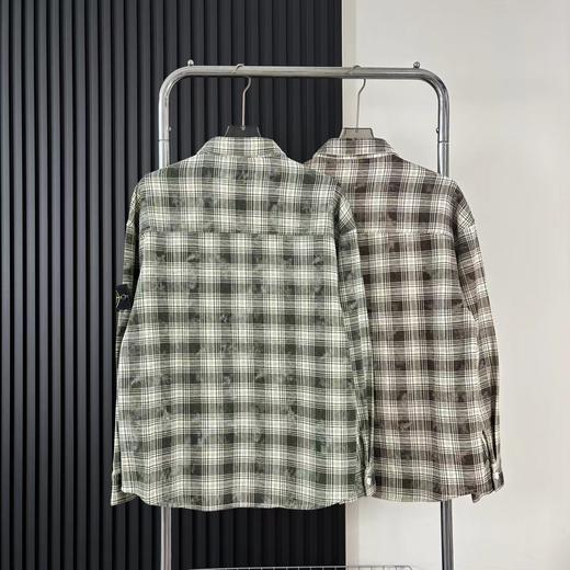 F032352棉麻混纺休闲胸前大口袋工装长袖格子衬衫外套 商品图4