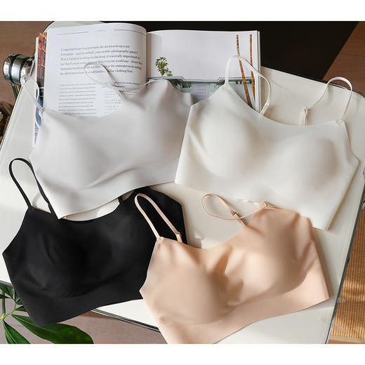 官网399！内家粉底液性感细肩带背心式内衣女 轻薄无痕美背吊带固定杯抹胸文胸 商品图8