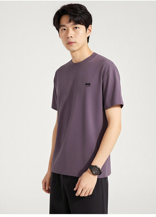 男女同款【JEEP SPIRIT莱赛尔天丝T恤3535款-凉感抑菌驱蚊】50支纱罗马布 丝光工艺 不缩水不变形 冰凉感 10A级抗菌、驱蚊、消臭、防螨 商品图3