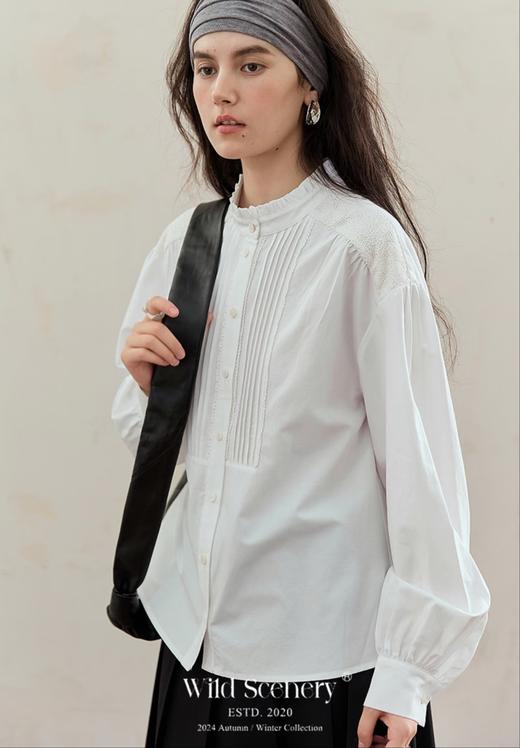 老米优品🎈预售7天！不费力的优雅~《花边领法式风琴褶气质衬衫》春日的优雅浪漫氛围感~ 单穿叠搭都美！ 商品图2