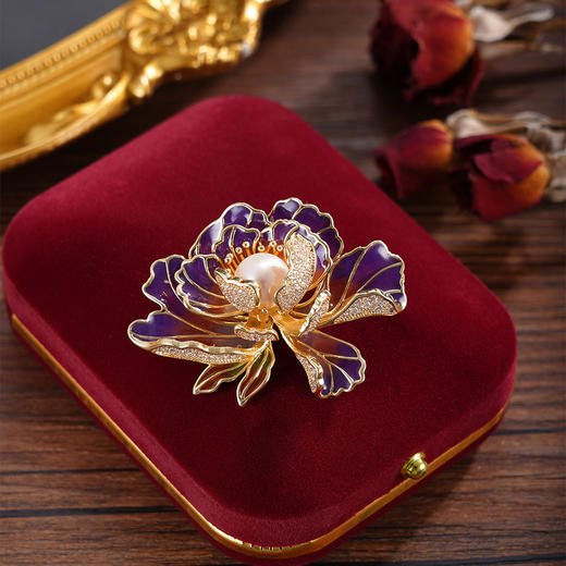 子佩集【倾国芳华】珍珠惜王妃胸针【ZXXZ005】10mm珠镀金牡丹三色2601 商品图1
