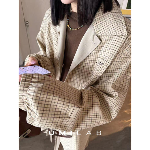 UMILAB｜诺丁山*复古miu系100%棉轻量k皱双面穿中长廓形外套C1015V 商品图4