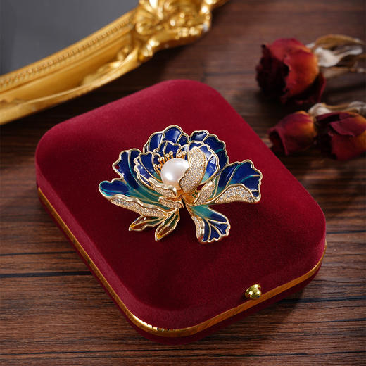 子佩集【倾国芳华】珍珠惜王妃胸针【ZXXZ005】10mm珠镀金牡丹三色2601 商品图5