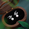 子佩集【幽兰皎月】银S925珍珠惜王妃耳钉【XXED014】6mm珠镀金兰花草双色蝴蝶结2601 商品缩略图1