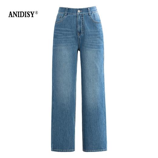 时尚高腰拉链九分直筒牛仔烟管裤 商品图4