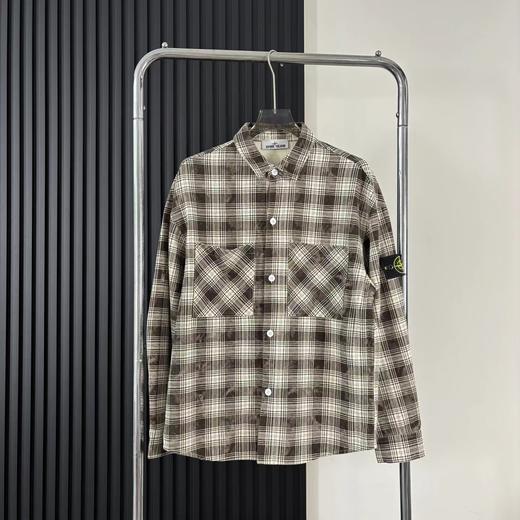 F032352棉麻混纺休闲胸前大口袋工装长袖格子衬衫外套 商品图7