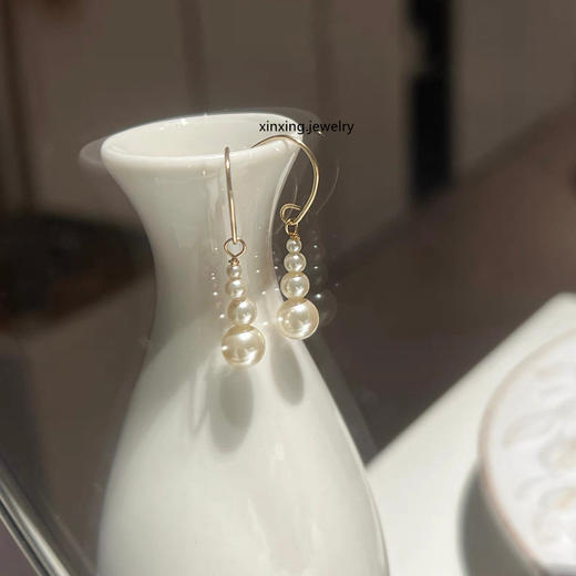 雀说新品施家珍珠耳钩长款14k包金防过敏轻奢小众设计耳饰高级感ALWBT202503004 商品图3