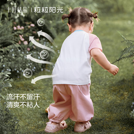 粒粒阳光女童短袖t恤儿童纯棉上衣夏装透气男童插肩袖T恤 商品图3