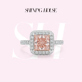 ShiningHouse[培育] 粉钻系列 18k金钻石戒指 粉钻公主方形1克拉钻人工真钻人造钻石K金戒指时尚钻石戒指卓越匠心奢耀臻献【此商品不支持7天无理由退货退款】