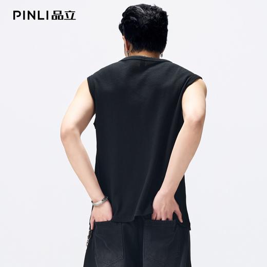 PINLI品立2026夏季新款宽松圆领无袖T恤打底衫运动健身汗背心男士GD262114048 商品图3