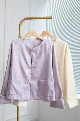 菀烟垂|国风提花盘扣外套