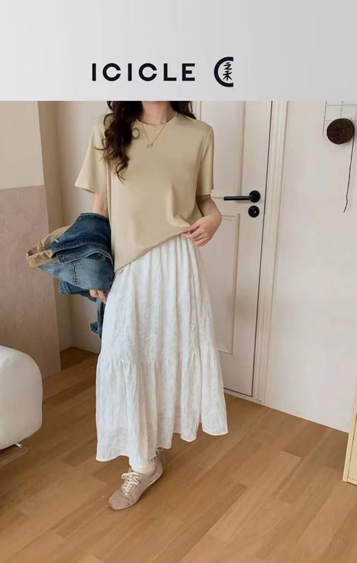 F032363春夏新款温柔法式蕾丝提花宽松a字半身裙蛋糕裙 商品图6