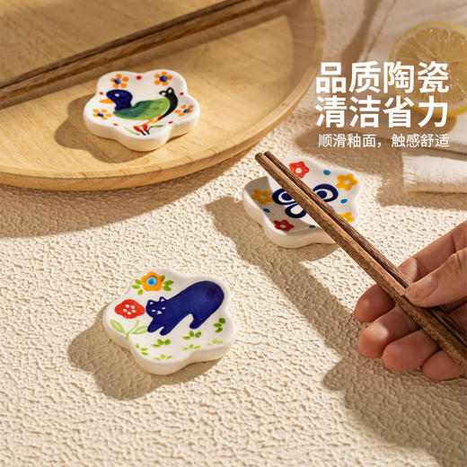 摩登主妇陶瓷筷子架釉下彩筷托家用筷枕套装创意精致餐桌可爱摆件 商品图3