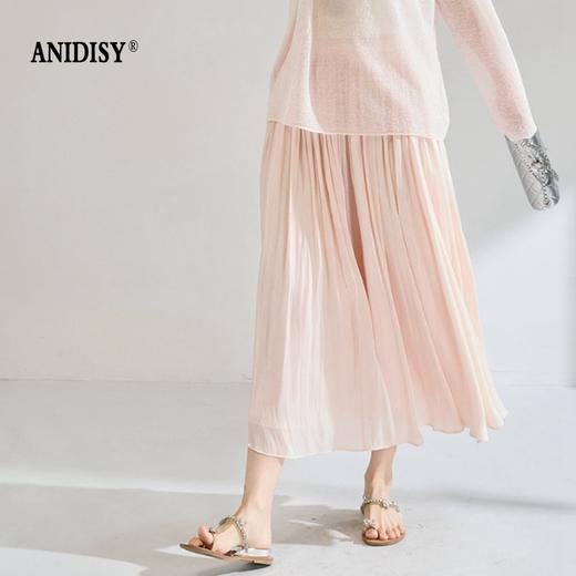 丝滑牛奶珠光感高腰松紧腰纯色半身裙 商品图1