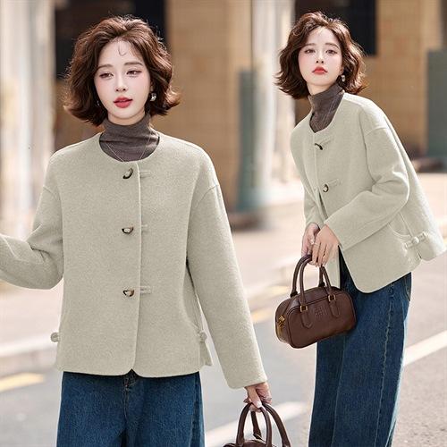 丁摩 双面呢绵羊毛大衣女春秋新款感洋气加厚短款毛呢外套6ZF-3237 商品图1