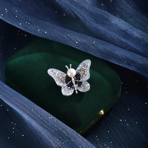 子佩集【蝴蝶沧海】珍珠惜王妃胸针【ZXXZ004】7.5mm珠黑蝶2601 商品图1