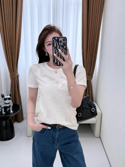 323-4 高货 看相册 真香 女士白色刺绣短袖 商品图0